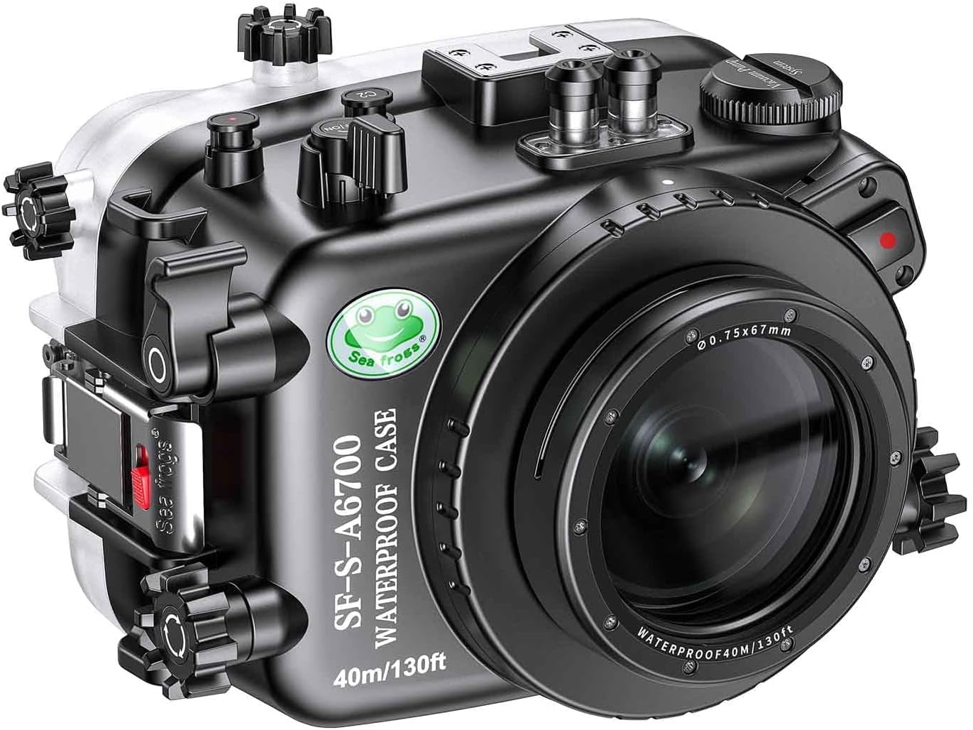 Sea frogs Funda para cámara subacuática compatible con Sony A6700 IPX8 40 m/130 ft Máxima profundidad de inmersión, carcasa impermeable para buceo, surf, remo, esquí (a6700 90 mm)