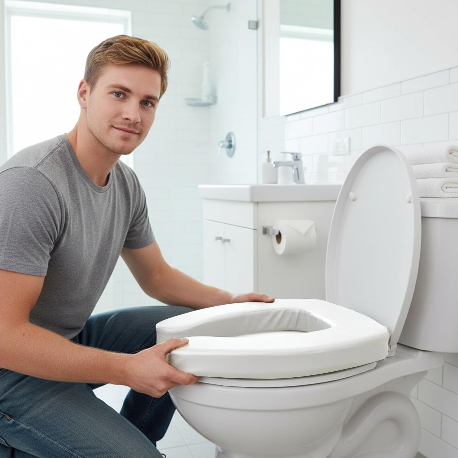 Alza Water Per Anziani Ergonomico Impermeabile Portatile | Estensore Sedile WC Alto Persone Con Disabilità Per Anziani Sicurezza Assistenza Casa Viaggio Ospedale Camper Bagno