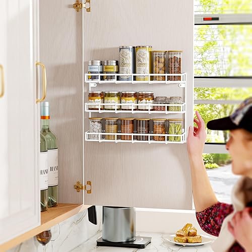 Miniatura 2 de SUFAUY Estante de especias montado en la pared, estante de metal resistente de 6 niveles para despensa de cocina, color blanco