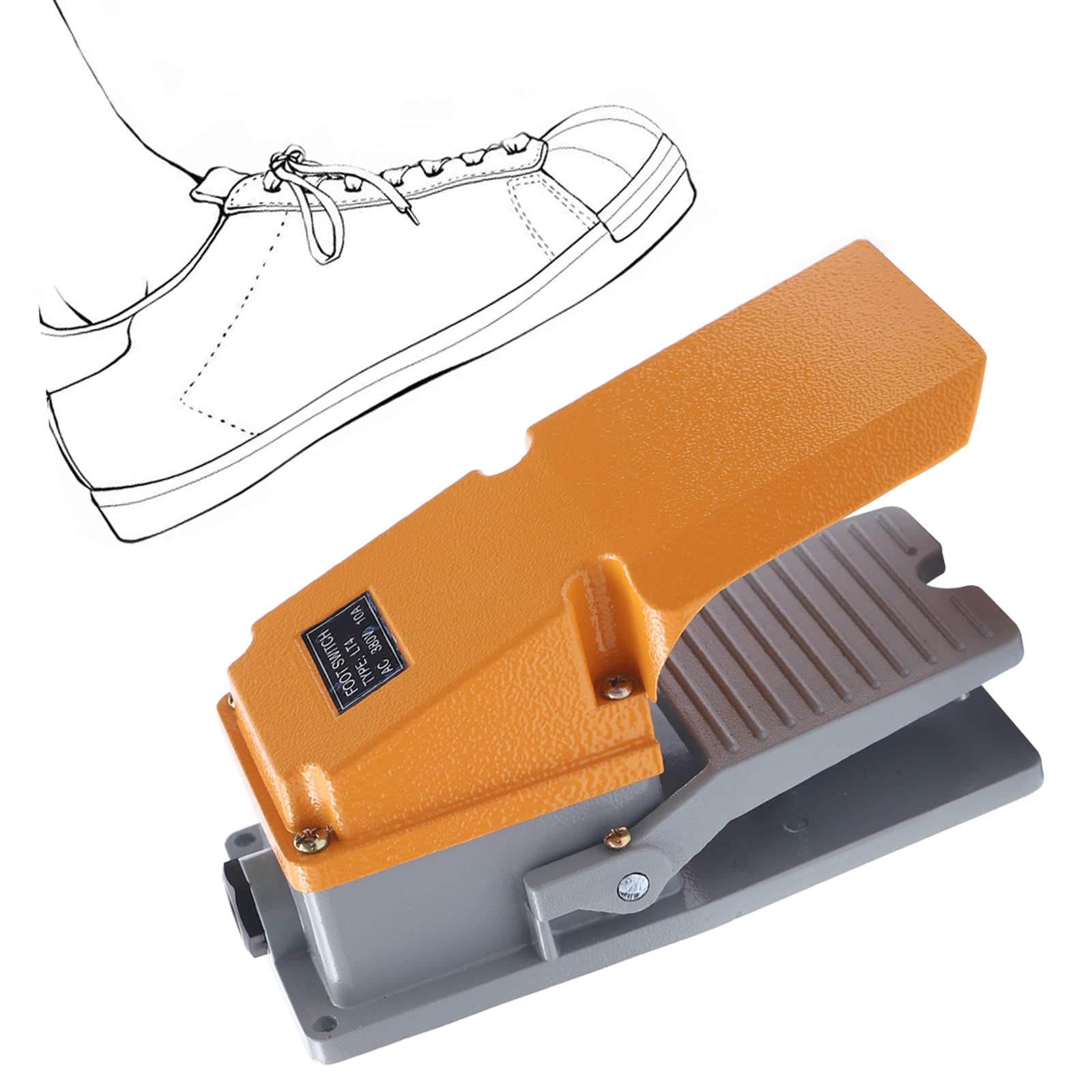 TFS-LT4 - Interruptor de pedal industrial de metal, color naranja y gris