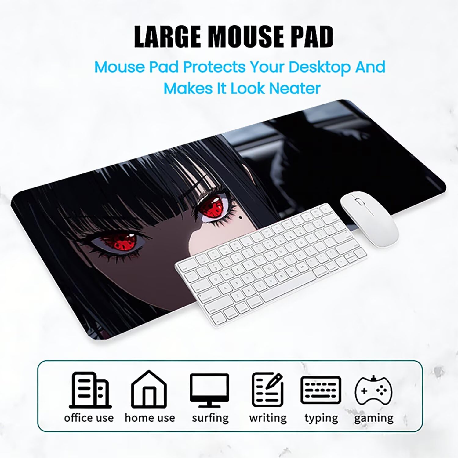 Podkładka pod mysz Lejnlnng XXL - 120 x 60 cm - Cartoon Big Gamer Mouse Pad, ciemna XL antypoślizgowa gumowa mata na biurko, wodoodporna podkładka pod mysz o wysokiej precyzji i szybkości JL-7164