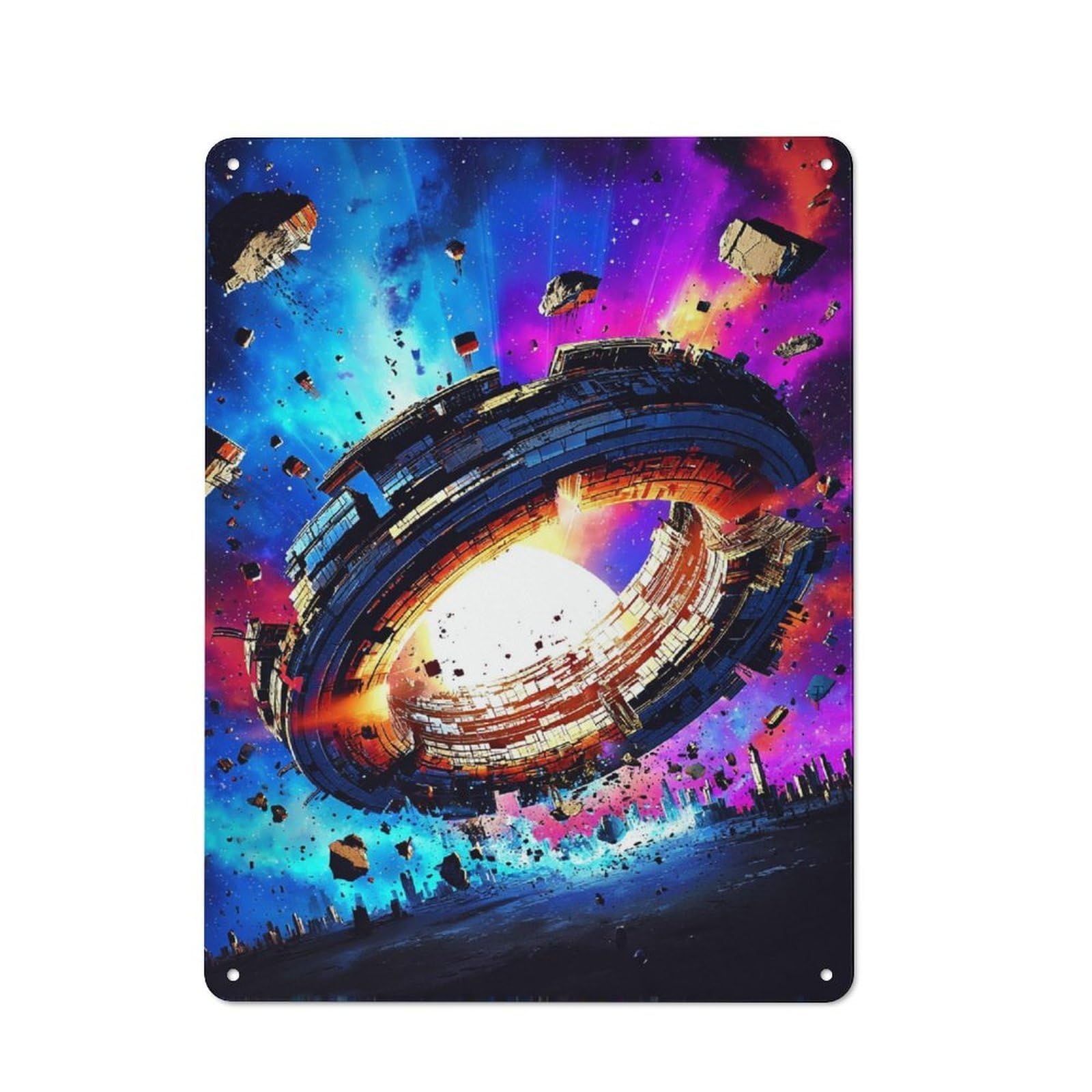 Junmoney Galactic Destruction A Cosmic Catastrophe 40X30cm Retro-Style Tin Sign With For Garage Or Workshop, For Vintage Wall Decor Fans, For Metal Sign Collectors