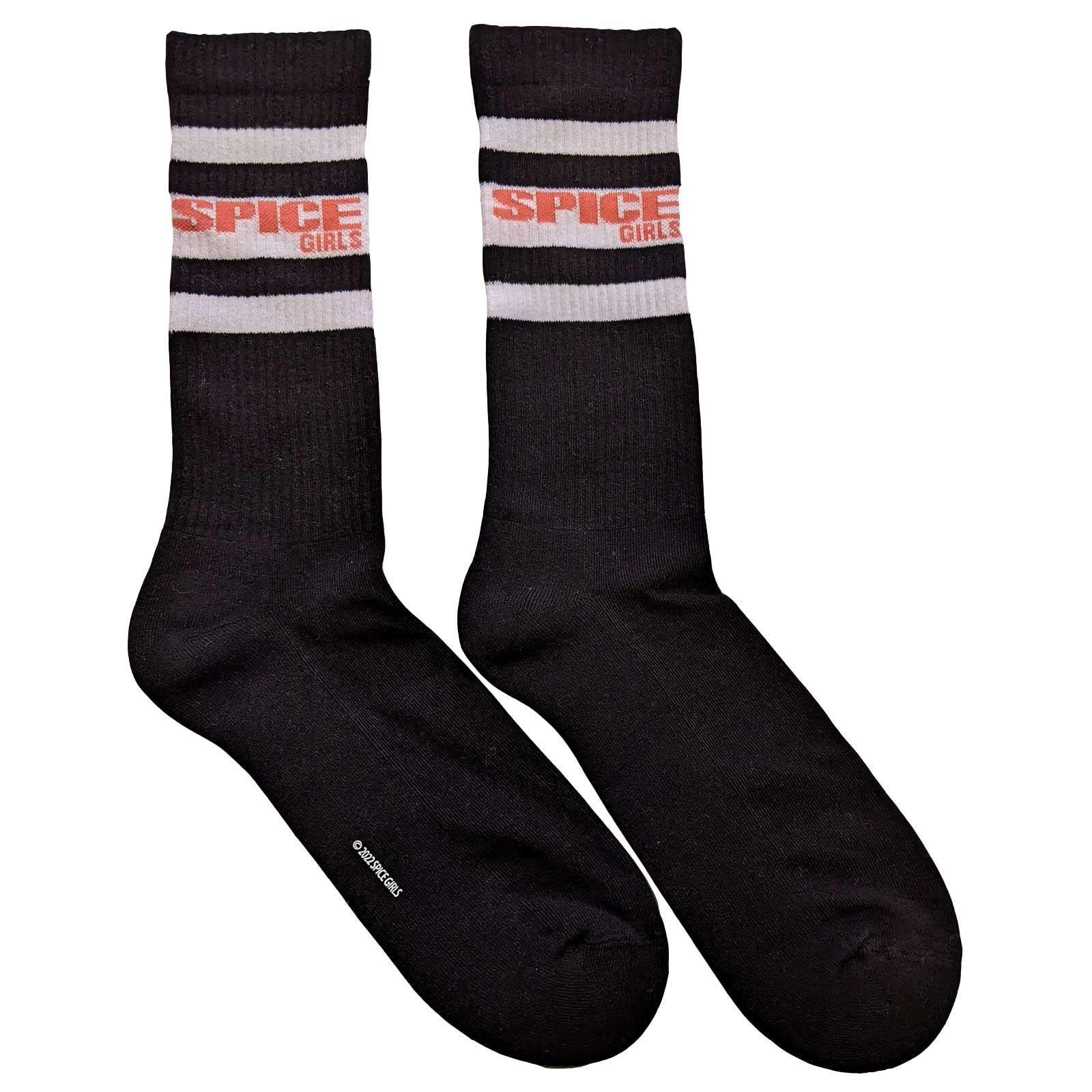 Unisex Adult Stripe Logo Socks (8, 12) (Black/White)