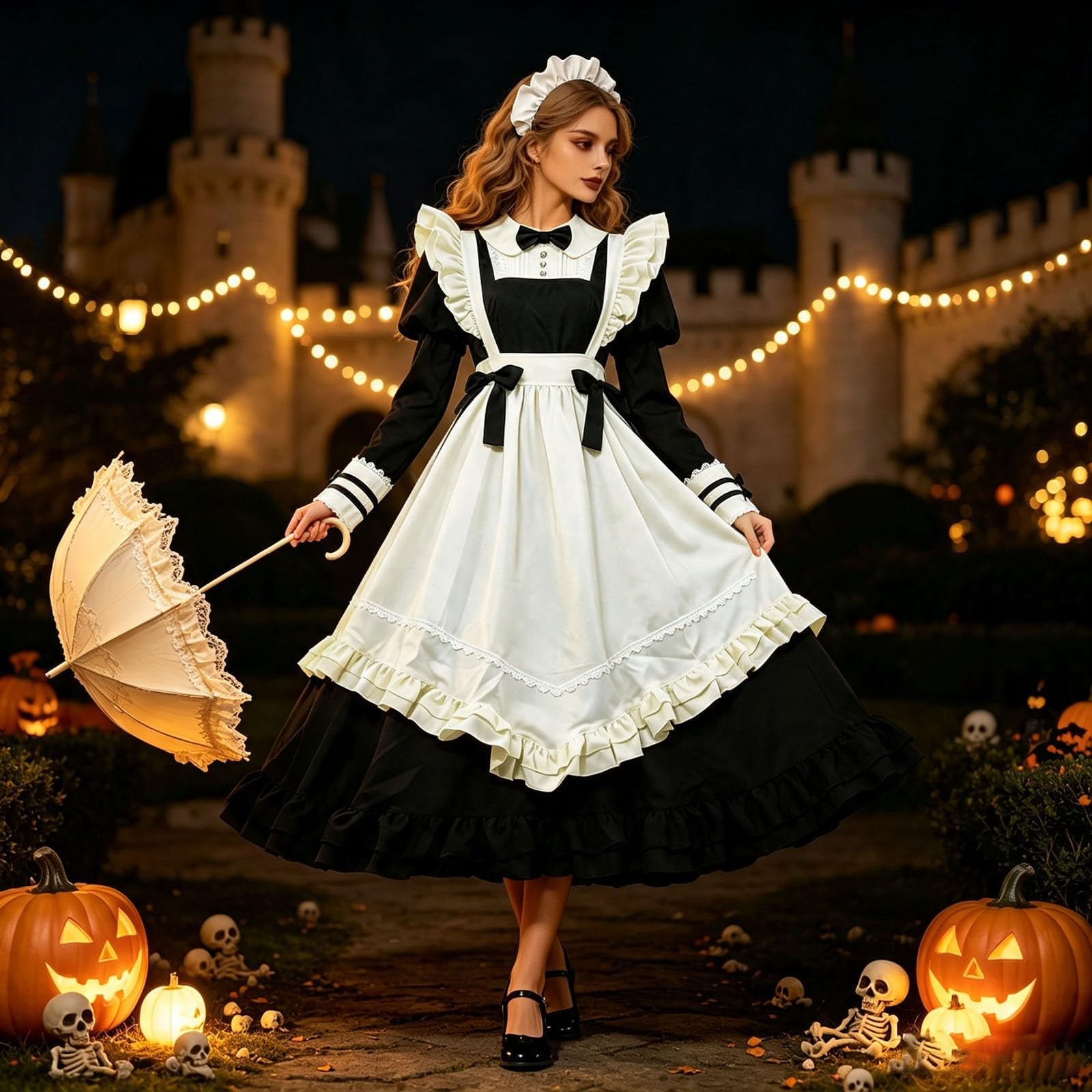 Générique Robe de Soubrette Sexy pour Femme Deguisement Bonne Soeur
