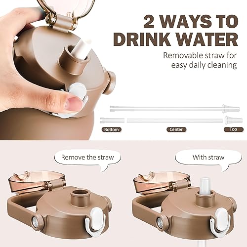 Miniatura 4 de kytffu Botellas de agua de vidrio de 42 onzas con pajilla, botella de vidrio motivacional con funda de silicona y marcador de tiempo, jarra de agua