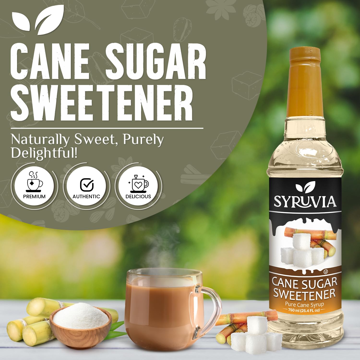 Syruvia Cane Sugar Sweetener Syrup for Coffee – Natural Sweetness, 25.4 fl oz, Kosher, Gluten Free, Ideal for Cane Sugar Sweetener Coffee & More, No Coloring - 4