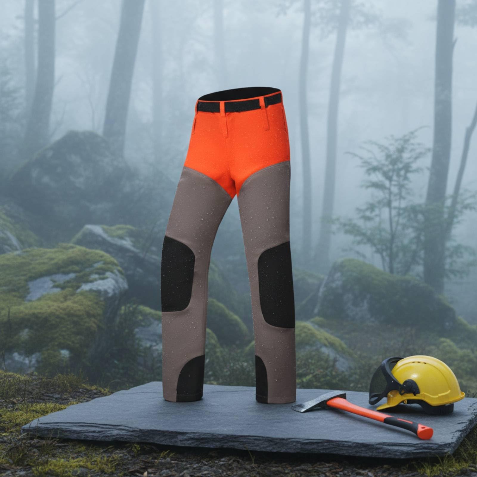 Kettensägen Schnittschutzhose, As3, Alpha, M, M, Numeric_32, Numeric_32, Regular, Regular, Array, Orange Grau