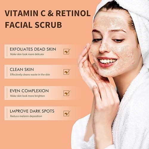 Miniatura 4 de Exfoliante facial para piel opaca, vitamina C, retinol, exfoliante facial iluminador, exfoliante facial, microdermoabrasión, exfoliante facial,