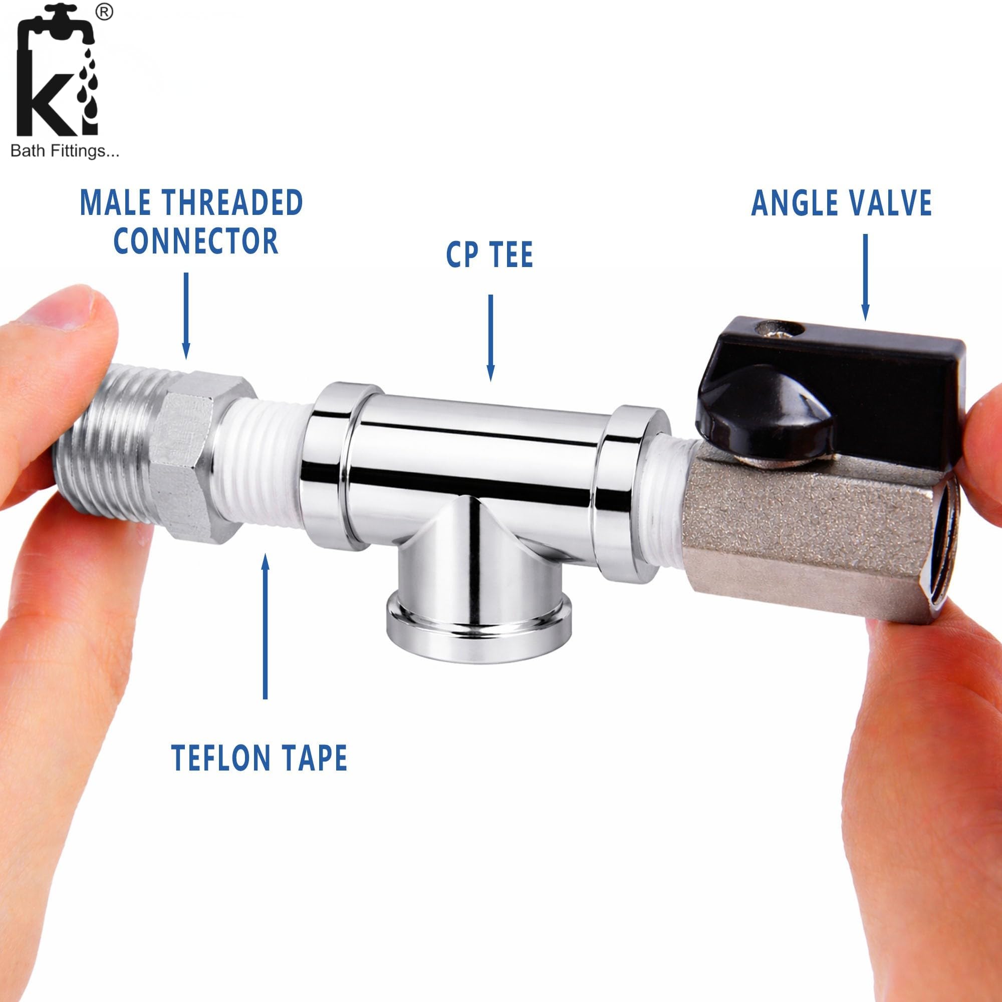 KI® 1/2 Inch Brass Chrome Plated CP Tee | Internal Threaded 3-Way Pipe Fitting | Heavy-Duty Plumbing Connector for Water Supply Lines | Durable Brass Tee Joint for Bathroom, Kitchen & Utility Plumbing 2