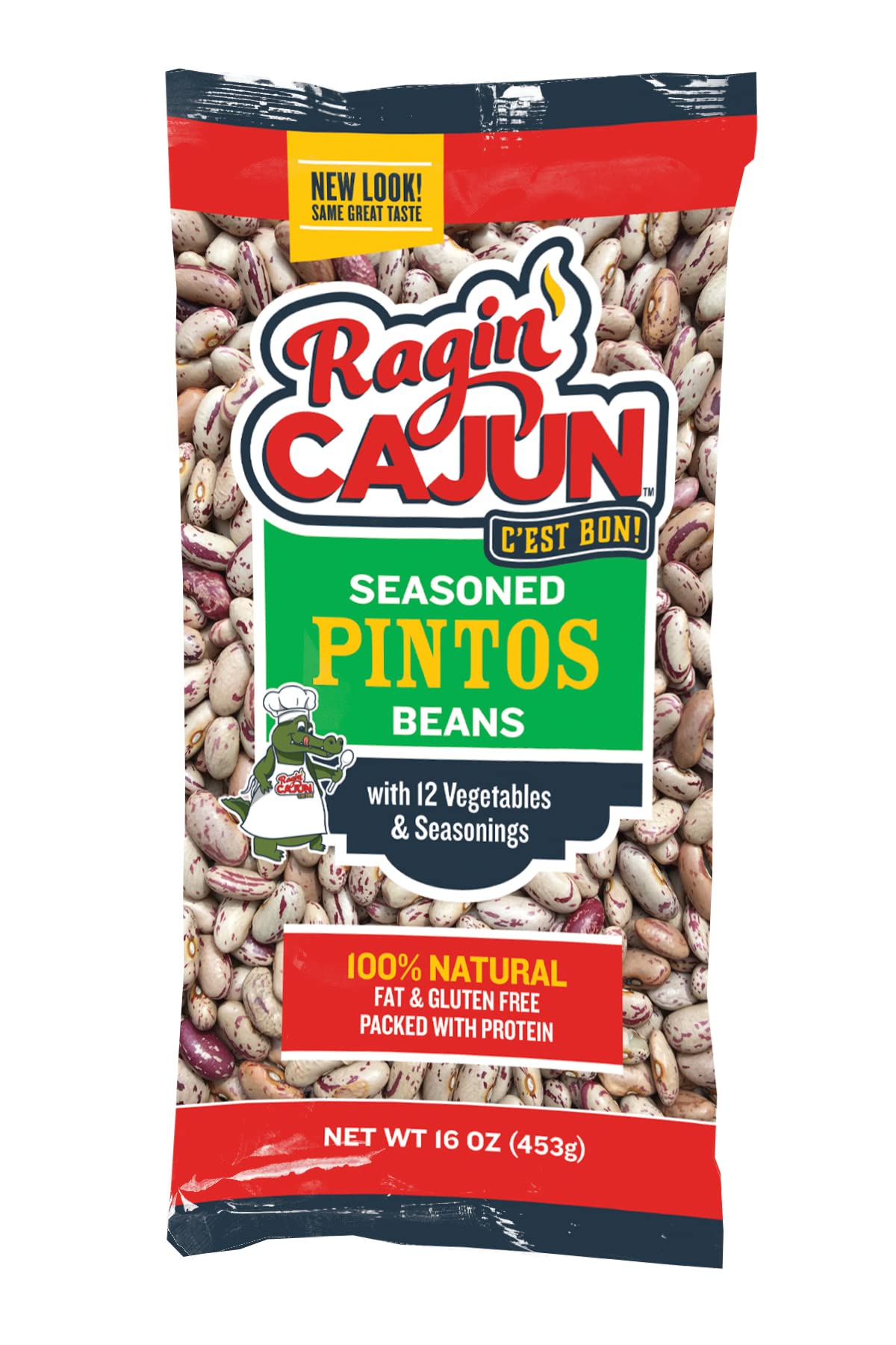 Ragin' Cajun Seasoned Pinto Beans - 16 oz Bag, Gluten-Free, No MSG, Authentic Louisiana Creole Bean Mix for Soups & Sides