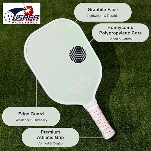 Miniatura 14 de Paleta de pickleball  Cara de grafito y núcleo de polímero de panal  Agarre premium  Ligero