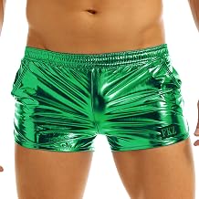 iEFiEL Men's Shiny Metallic Boxers Shorts Stage Performance Clubwear Costume Trunks