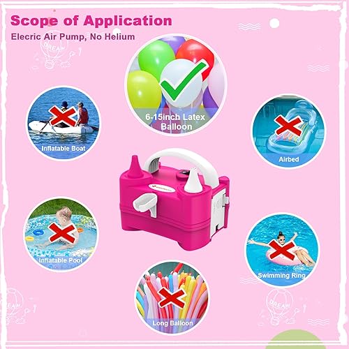Miniatura 6 de IDAODAN Bomba eléctrica de globo de aire portátil de doble boquilla de 110 V 600 W, inflador eléctrico de globos para decoración de fiestas de niños