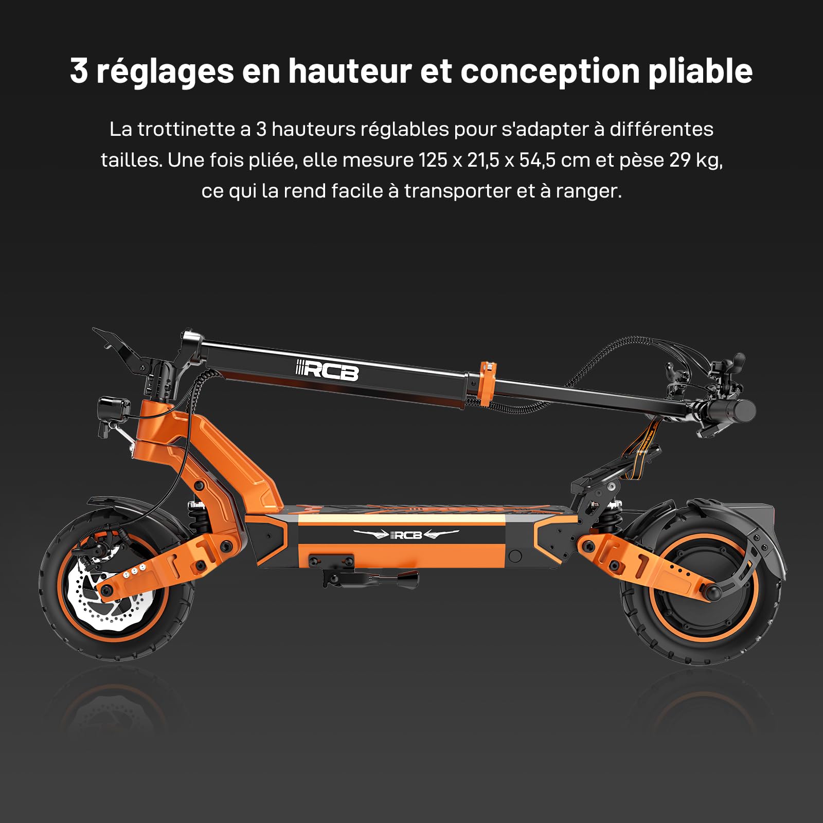 RCB D7/D7 Pro (Ultra) Trottinette Électrique Adulte,NFC/Clignotants/APP, Pente 26%, Moteur 500W Pic 1600W, Autonomie 80-130KM, Batterie 20.8-27Ah, Pneus Gel Auto-Réparants 10 Pouces