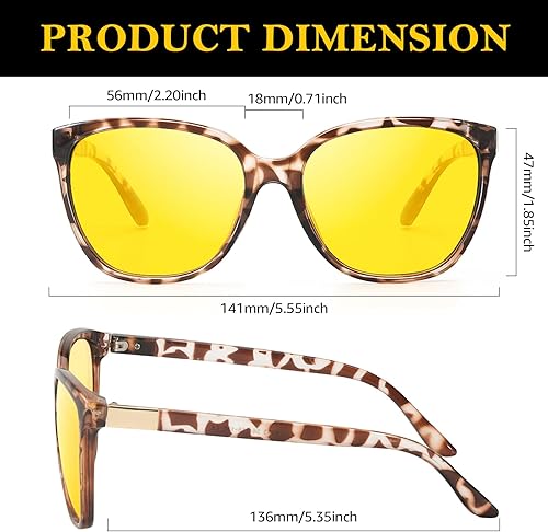 Miniatura 3 de TJUTR TN2593 - Lentes de conducción con visión nocturna antirreflejos para hombres y mujeres, lentes amarillas polarizadas para seguridad nocturna