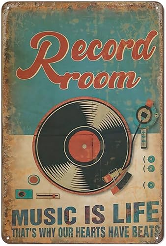 Póster de música vintage, póster de arte en lienzo de música y arte de pared, divertido cartel de metal para cocina, jardín, baño, granja, hogar,