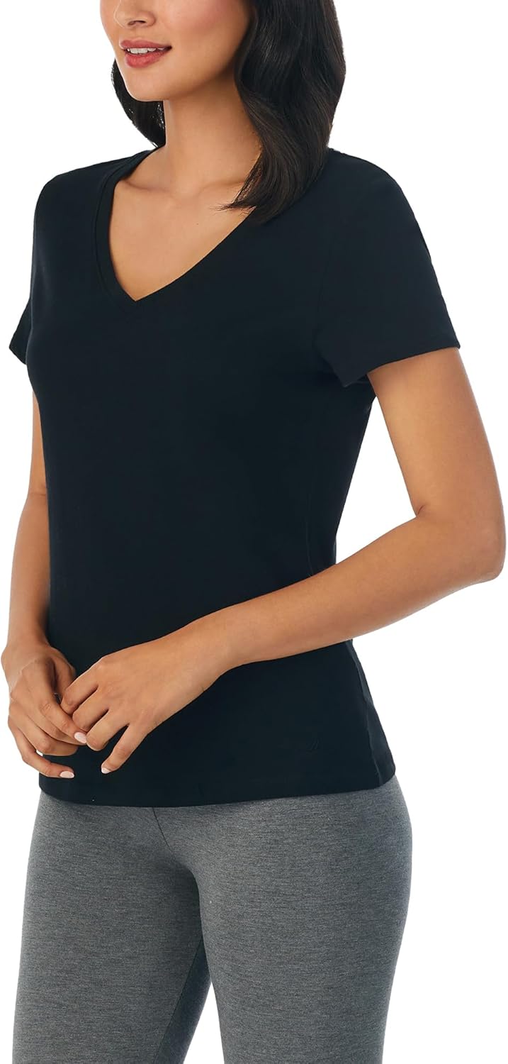 Nautica Womens Sleep Shirt - Lightweight, Breathable Pajama Top - Cotton Knit Jersey V-Neck Sleepwear and Loungewear - Image 2
