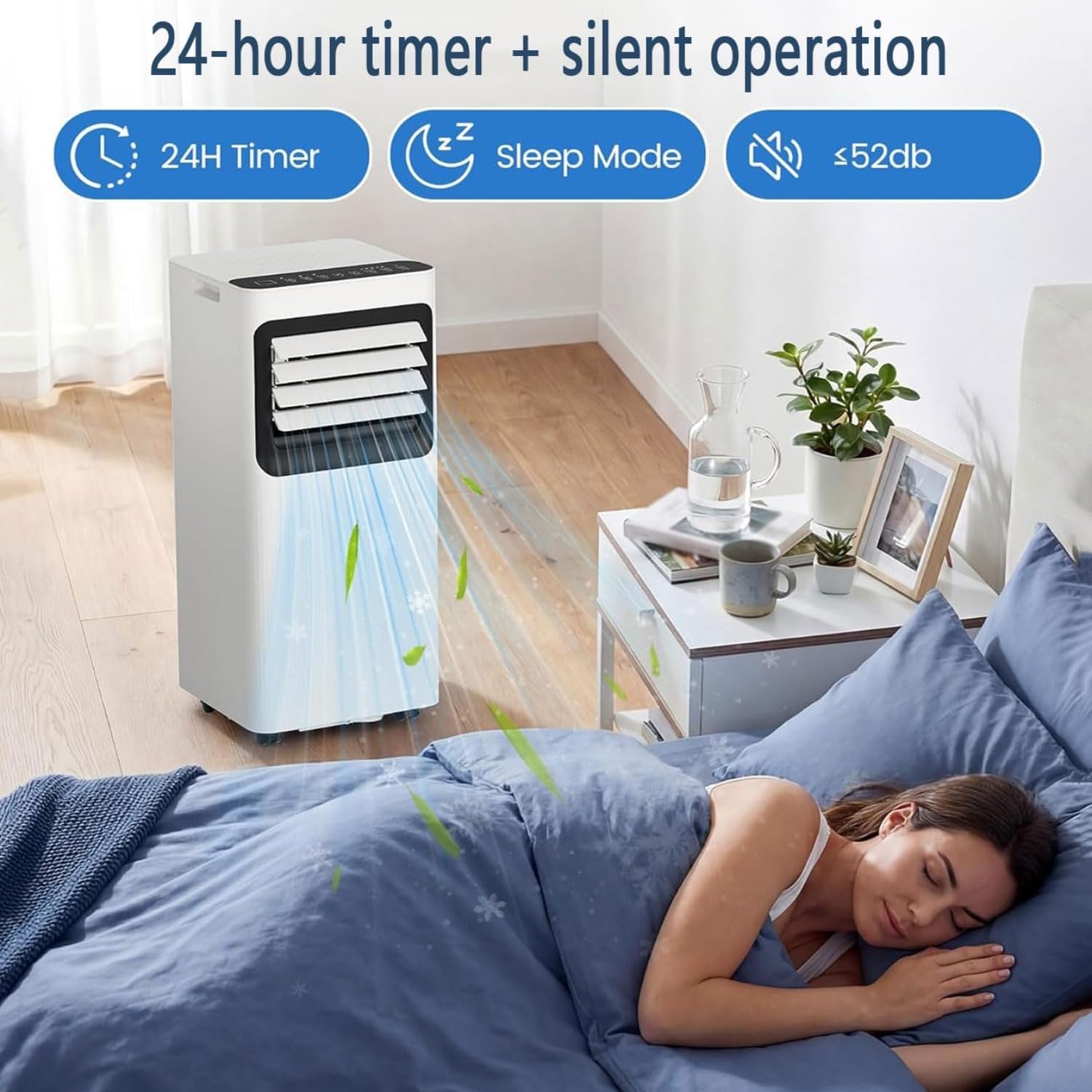 Aire Acondicionado Portátil 14000 BTU, Enfría hasta 70m², Unidad de AC Silenciosa con Ventilador y Deshumidificador, Control Remoto, Temporizador 24H, Kit Compl, Estilo 1, Modelo de control remoto