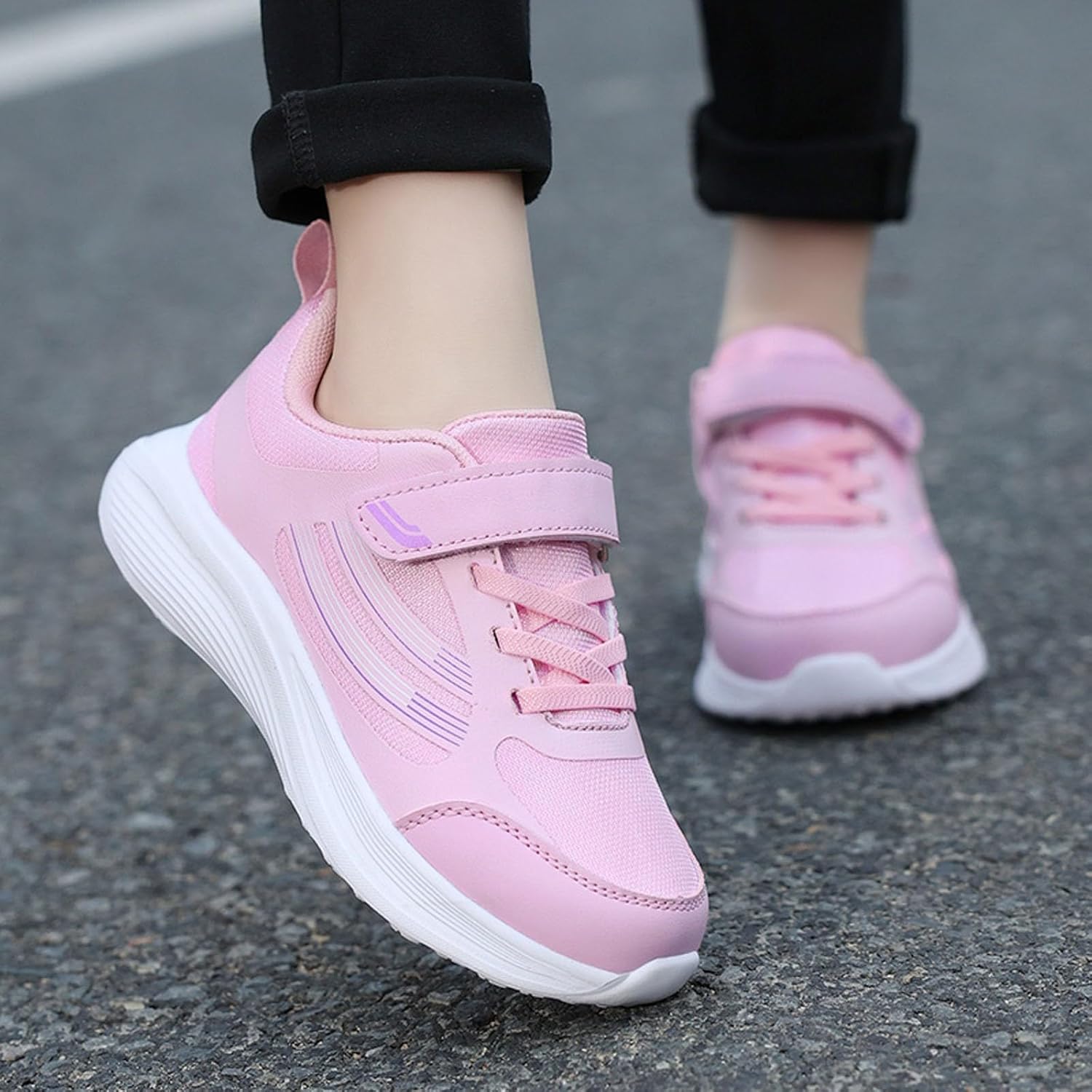 Childrens Solid Color Mesh Sports Shoes Fashion Knit Athletic Footwear Comfortable Breathable Running Sneakers 4 to 12Y - Image 3