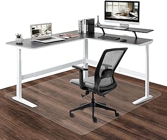 SHAREWINOffice Chair Mat for Hardwood Floor Extra Large Desk Chair Mats 63" x 51" for Home, Heavy Duty Rolling Chair Mat for Hard Wood/Tile Floor Protector, Clear PVC and Easy to Clean
