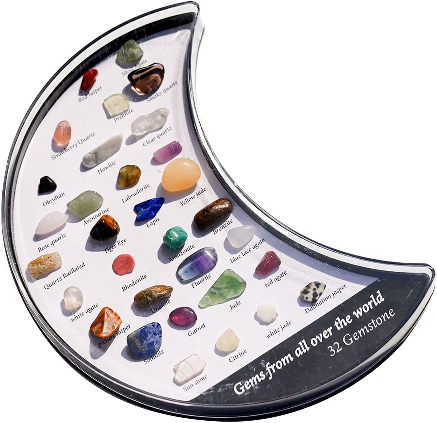 Crystal Rock Collection - 32 Types, Children's Precious Stone Set, Natural Rock Specimens, STEM Scientific Experiments Crystal Cultivation Activities | Learning Kit