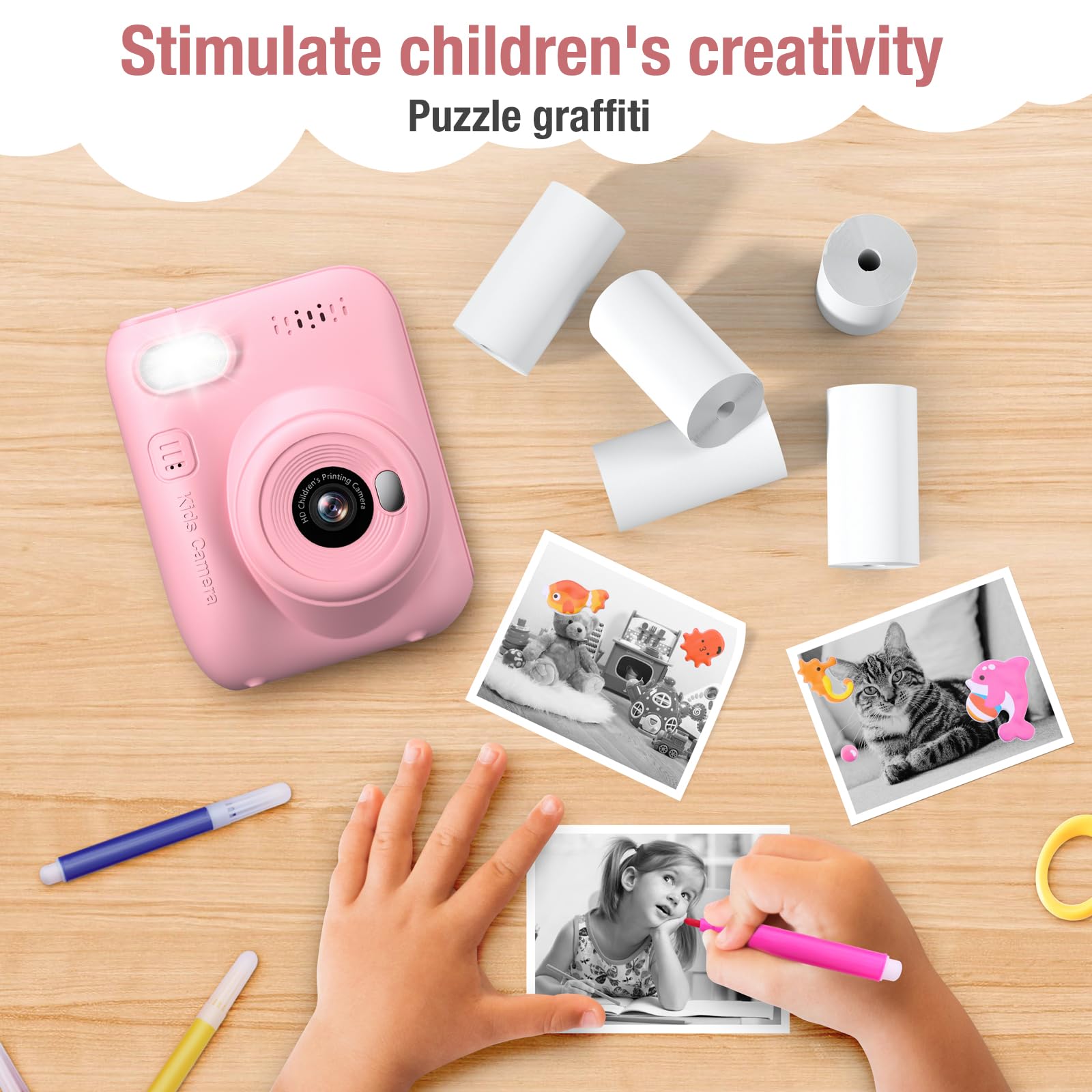 GREENKINDER Lot de 5 Rouleaux de Papier d'Impression Thermique pour Appareil Photo Enfant, Accessoires Instantanés GREENKINDER Lot de 5 Rouleaux de Papier d'Impression Thermique pour Appareil Photo Enfant, Accessoires Instantanés