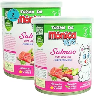 Ração Úmida Turma da Mônica Pets Salmão com Legumes 280g Gatos Adultos Kit 2 un