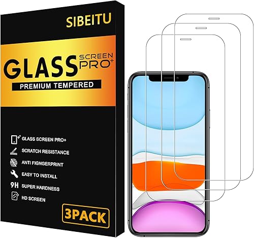 SIBEITU Protector de pantalla para iPhone 11 Pro Max, 6.5 pulgadas, dureza 9H, vidrio templado, paquete de 3