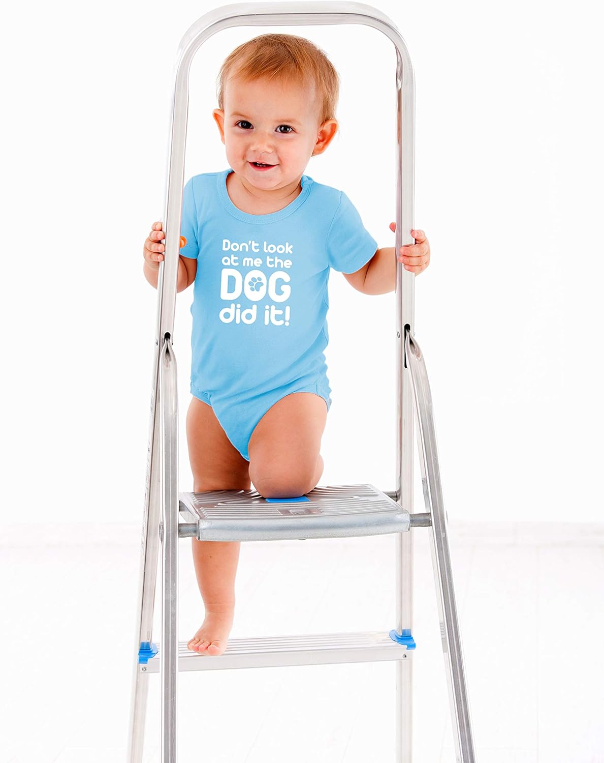 AW Fashions Don't Look At Me, The Dog Did It! Baby Bodysuit Funny Newborn Outfit for Boys or Girls Romper 6 Months Light Blue image 3 of 4 B07RLTPBJJ