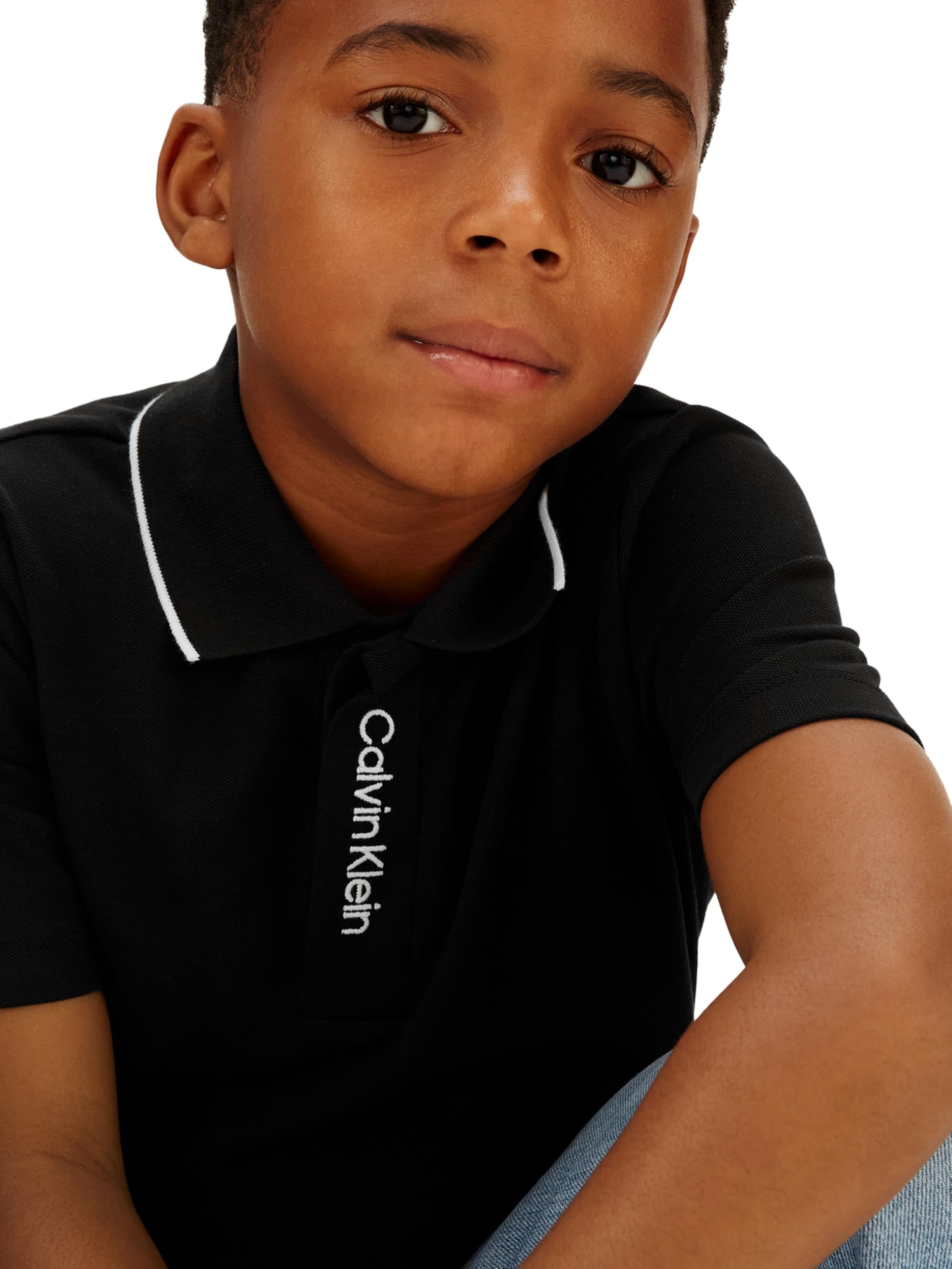 Calvin Klein Embro. CK Logo Pique Polo Ib0ib02370 Polo S/S Bambini e Ragazzi (Pacco da 1)