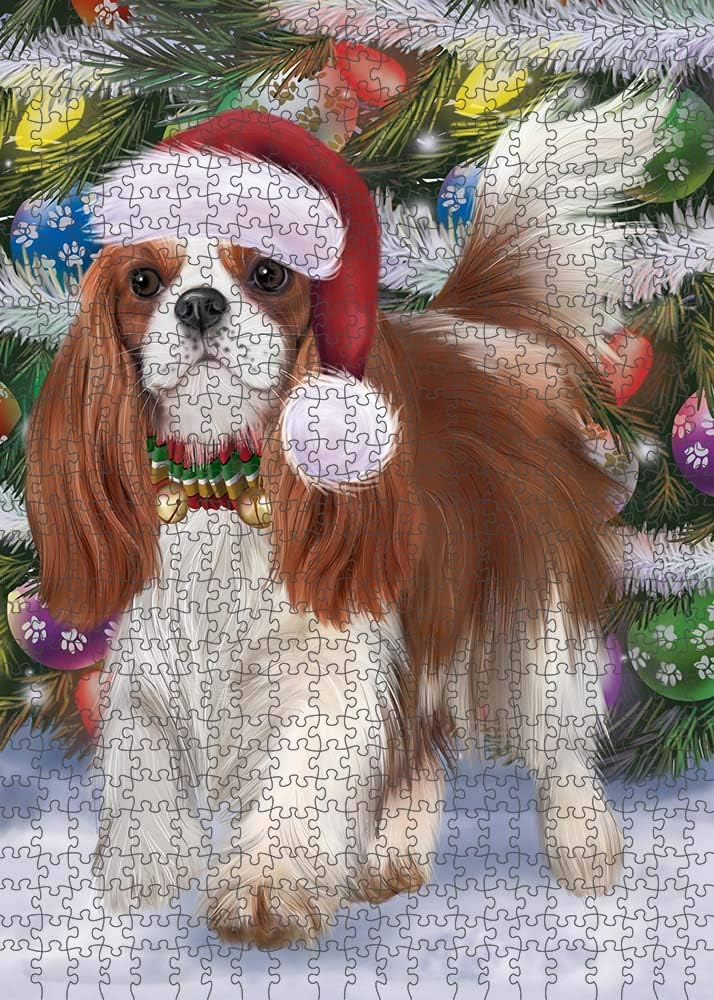 Christmas Trotting in The Snow Cavalier King Charles Spaniel Dog Jigsaw Puzzle for Adults - Animal Printed Interlocking Puzzle - Gift for Dog Lover's - 1000 Pcs 29.5"x19.7", PZLE53819