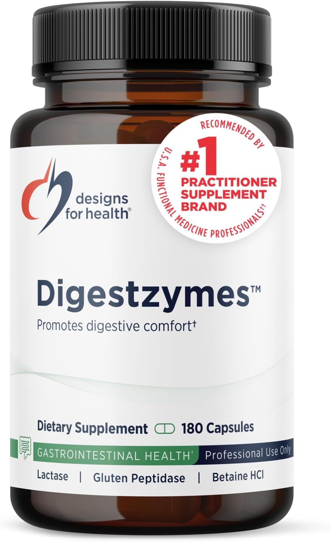 Digestzymes, Gas & Bloating Relief, 180 Capsules | Support Food Breakdown + Nutrient Absorption, Betaine HCI, Pancreatin NF, Protease, Amylase, Lipase, Digestive Enzymes