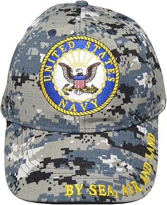 United States Navy by Sea, Air, and Land Blue ACU Digital Camo Embroidered Cap