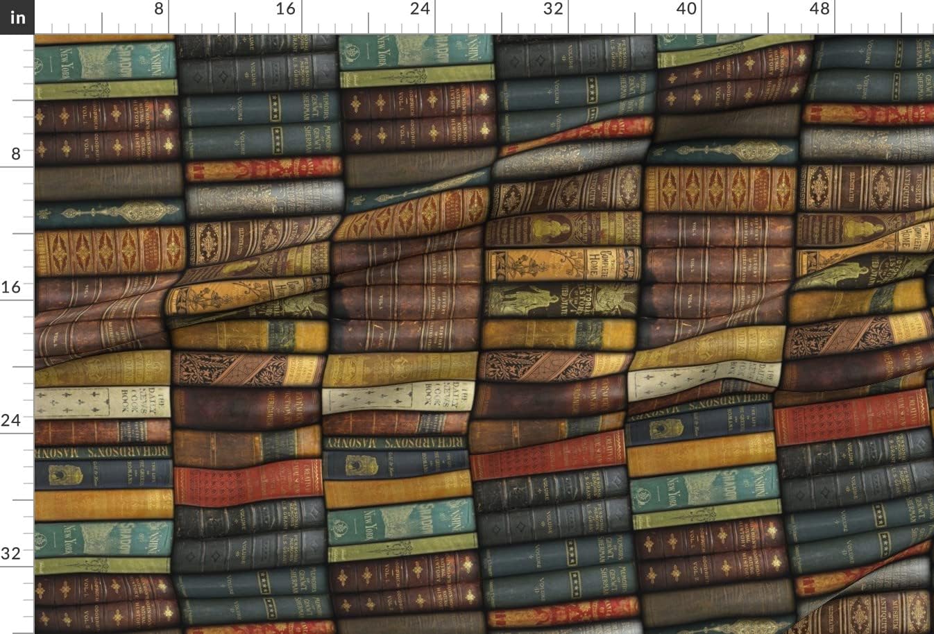 Spoonflower Fabric - Library Vertical Books Book Shelves Fancy Victorian Vintage Printed on Minky Fabric by The Yard - Sewing Baby Blankets Quilt Backing Plush