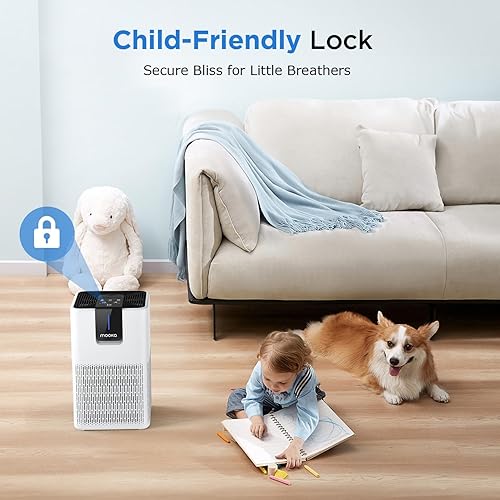 Miniatura 7 de MOOKA HEPA H13 - Purificadores de aire para dormitorio y hogar, filtro HEPA H13, purificador de aire portátil para fumadores, polen, mascotas,