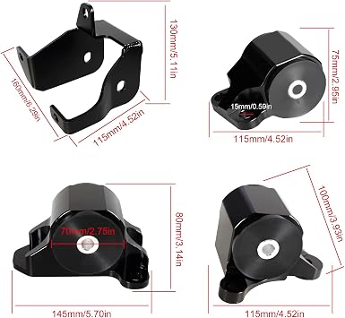 Engine Billet Motor Mount Bracket Kit Compatible with Honda Civic B or D Series B16 B18 D15 D16 1996-2000