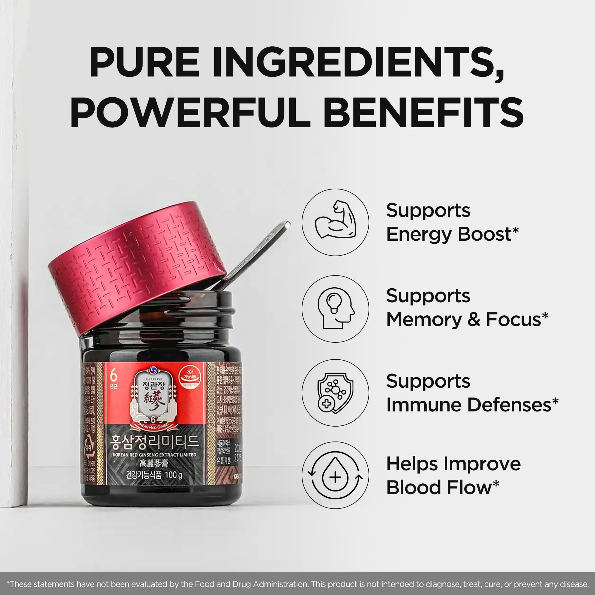 JUNG KWAN JANG Korean Red Ginseng Extract Limited 100g Jar | Ginseng Supplement, Ginseng Tea | Energy Boost,Stamina, Immune Support | 100% Korean Red Ginseng Extract | Vegan Friendly | 100g — Amazon image 5
