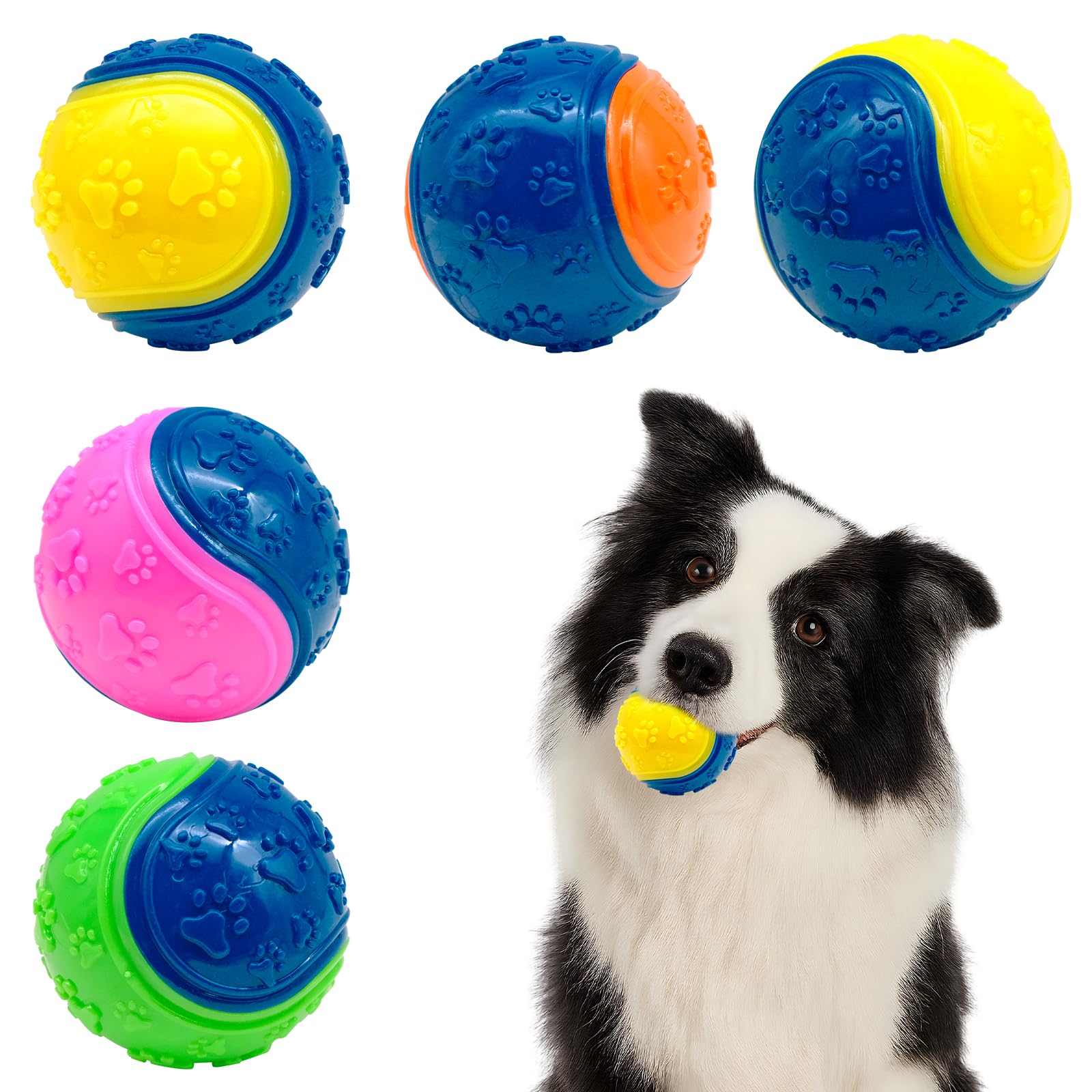 Lot De 5 Balles Couinantes Pour Chien - Latex TPR, 6 Cm - Jouet Interactif, Jeu Extérieur/intérieur