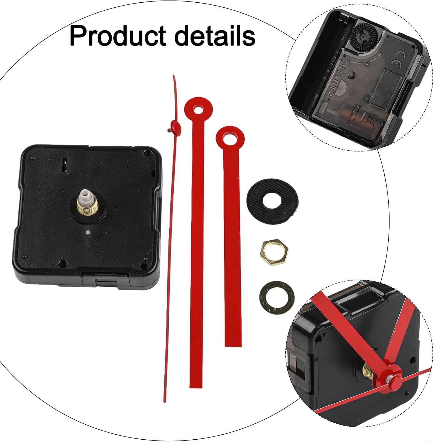 Clock Movement Replacement Kit Perfect for DIY Enthusiasts to Craft Custom Timepieces and Repair Vintage Clocks (red)