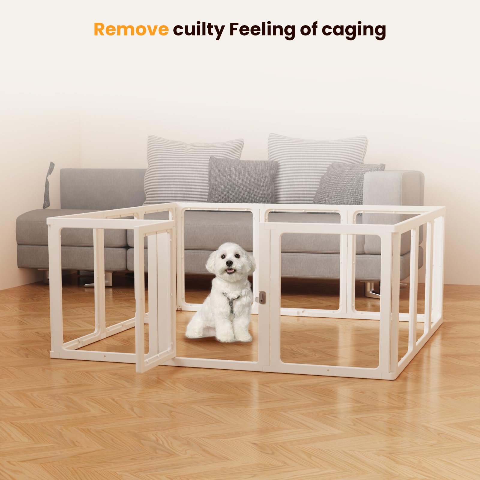 12PCS DIY Dog Playpen Transparent Acrylic Dog Playpen Indoor, Easy Assemble & Disassemble Clear Acrylic Playpen for Dogs, Acrylic Dog Pen with Gate, 23.6