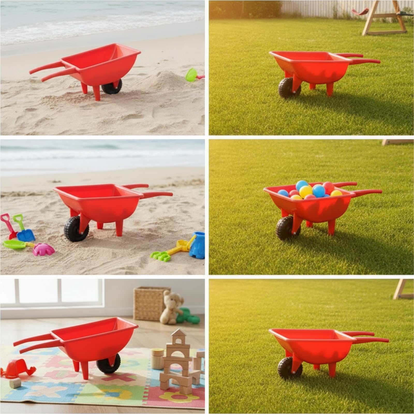 Gralara Brouette Jardinage Jouet Coloré Brouette en Plastique Lavable pour Enfants, Jardin, Jaune