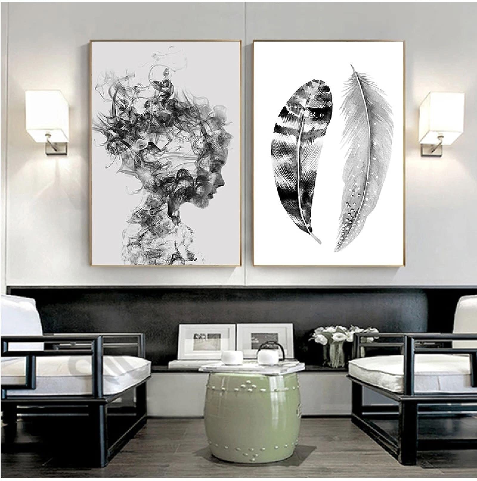 Art imprime salon décor plume abstrait sans cadre 40x50 - 8