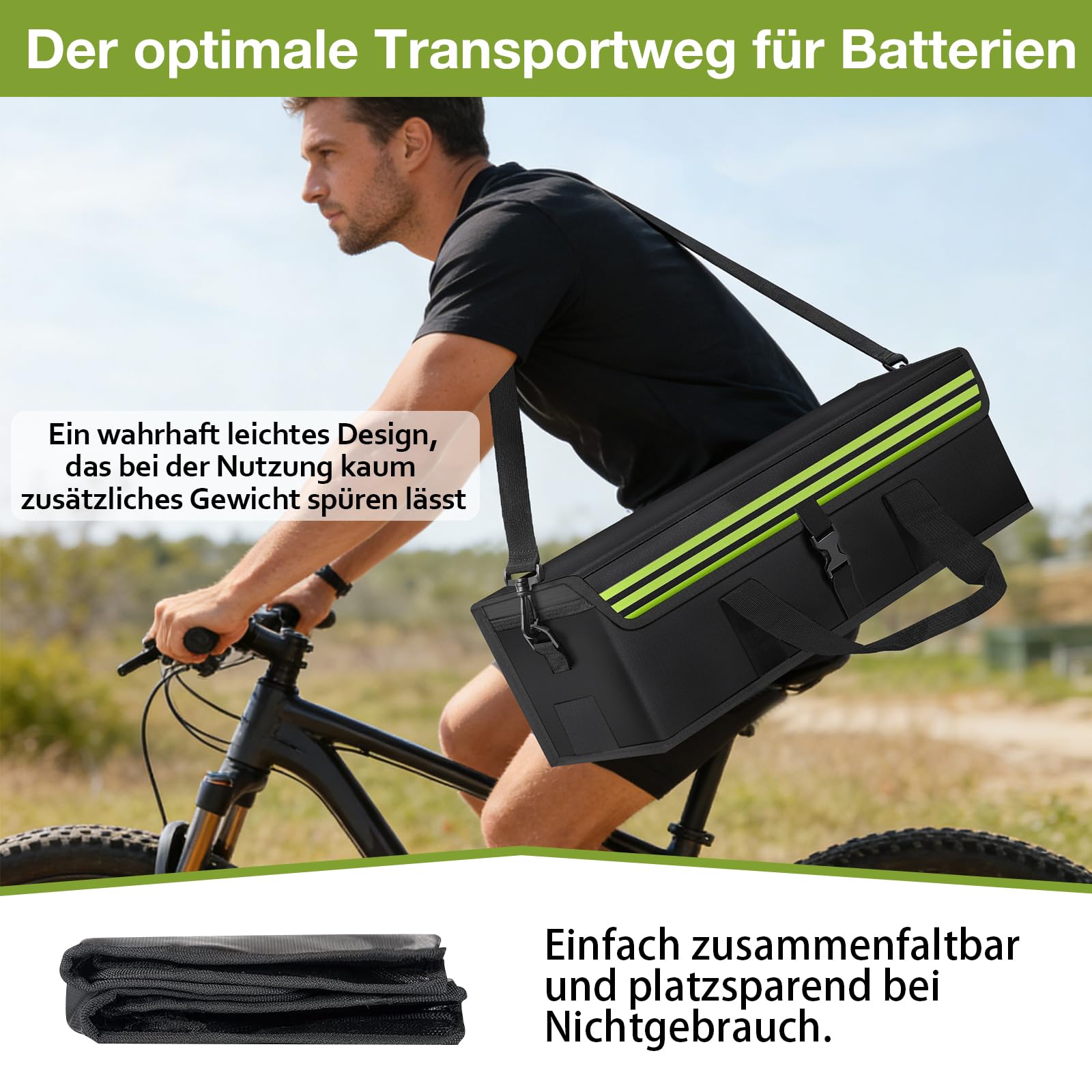 Ebike Akku Tasche, Feuerfest Wasserdicht Explosionsgeschützt, Lipo Safe Bag, Geeignet zum Laden, Transportieren und Aufbewahren, 51*15*15cm, Reflektierendes Streifendesign (2)