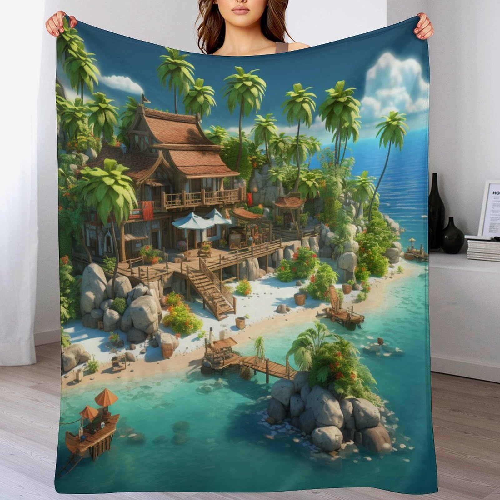 Couverture douce Baie de Vacances lit et canapé chaude lavable 180x200cm
