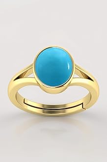 14.25 Ratti Turquoise Stone Original Certified Firoja Firoza Gemstone Adjustable Ring With Lab Certificate