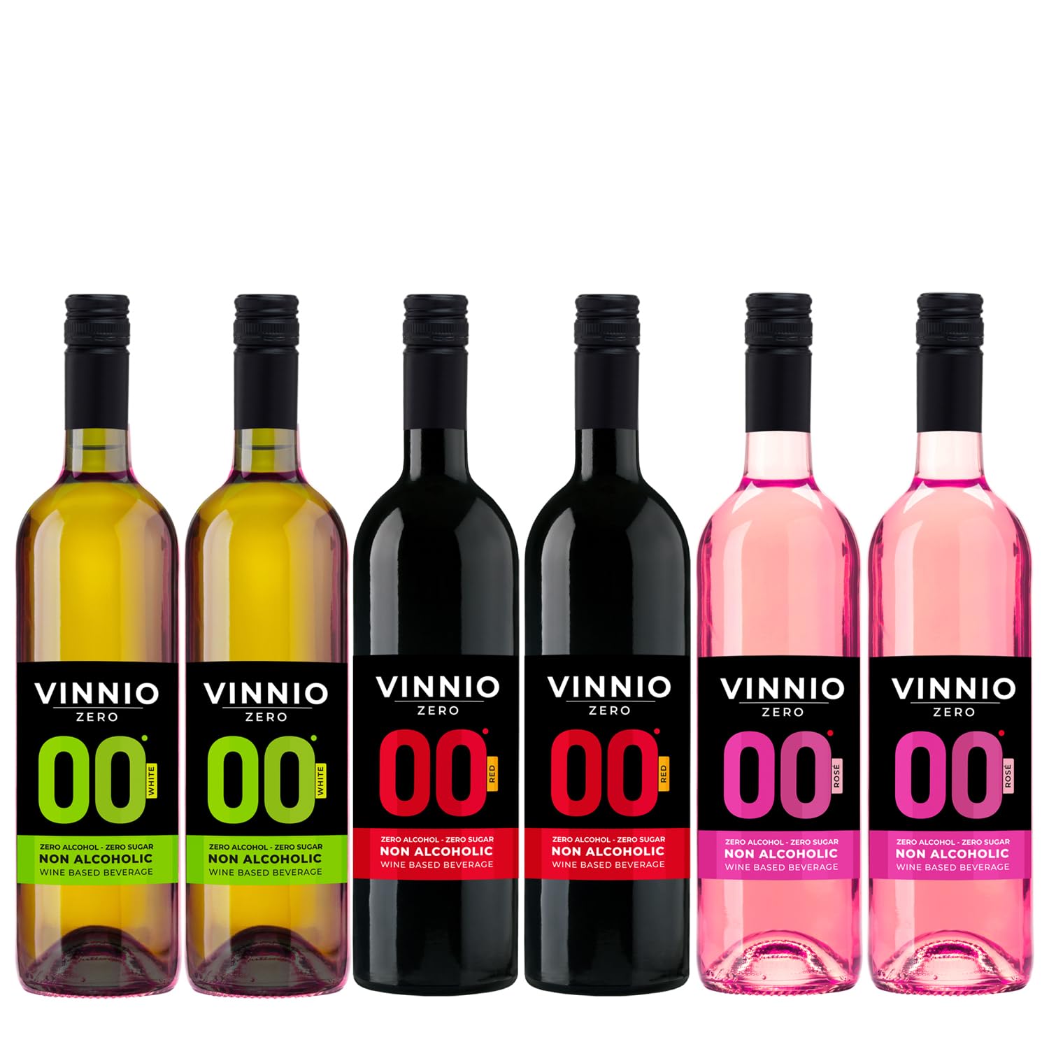 VINNIO - DEGUSTACIÓN de Vino sin alcohol 0,0 Premium Blanco, Tinto y Rosado | Caja de 6 botellas x 0,75 cl | SIN Azúcar - SIN Calorías | 0% alcohol con todo el sabor el vino tradicional.