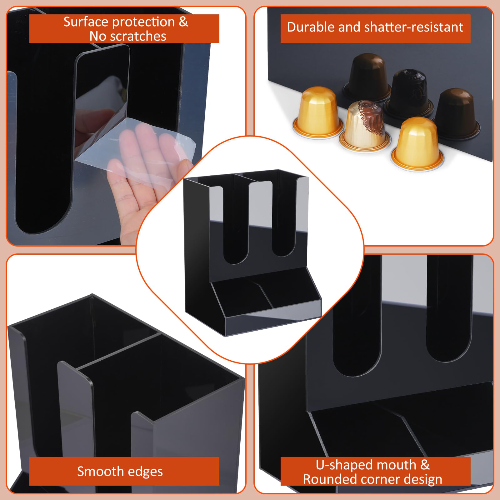 MYITYARD Porta tazze da caffè per piano di lavoro, dispenser per tazze e coperchio, con 4 scomparti, organizer per stazioni di caffè, accessori per bar, per casa, cucina, ufficio e sala pausa