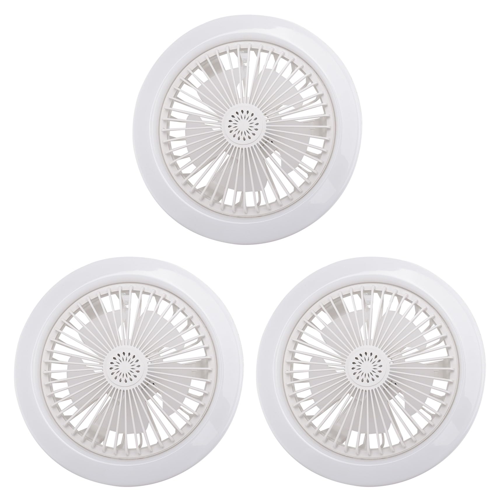 Hndhbfgrt 3X E27 Ceiling Fan with Lights,Enclosed Low Fan Light,Hidden Electric Fan Gimbal Lamp Holder(White)
