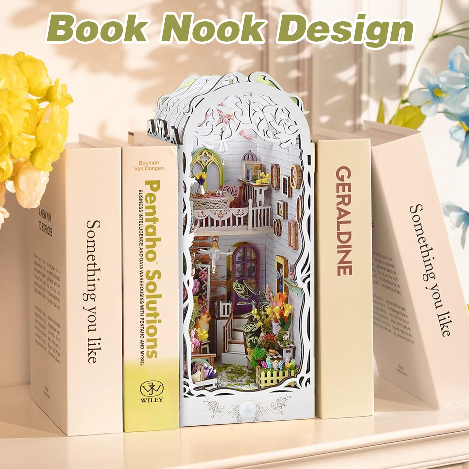 The Book Nook Kit, Booknook Decorativa, Booknok para Adolescente Adulto, DIY Miniature House de Madera, Nookbook con Muebles, Book Nook Libreria para Decorar Estanterías y Regalos Creativos