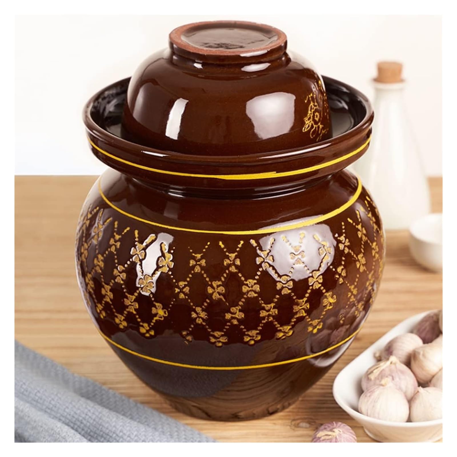 Amazon｜中国製陶器製漬物瓶、陶器製発酵 C 伝統的な中国製磁器